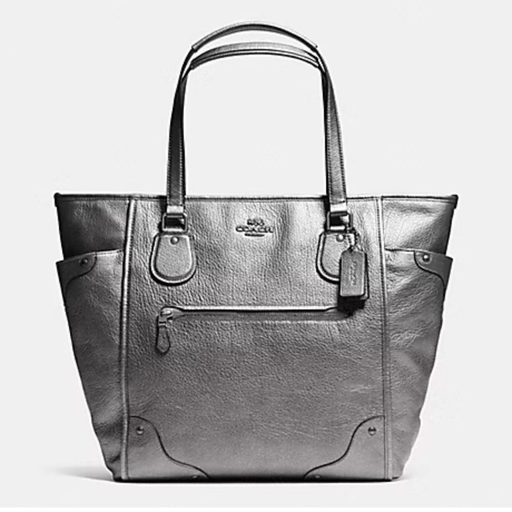 Coach leather tote Mickie tote antique nickel